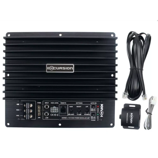 Excursion PXA-SP10 aktywny subwoofer samochodowy z głośnikiem 25cm/10cali - 200/600W, obudowa bass-reflex z MDF, Auto On/Off, wej. High/Low, regulator